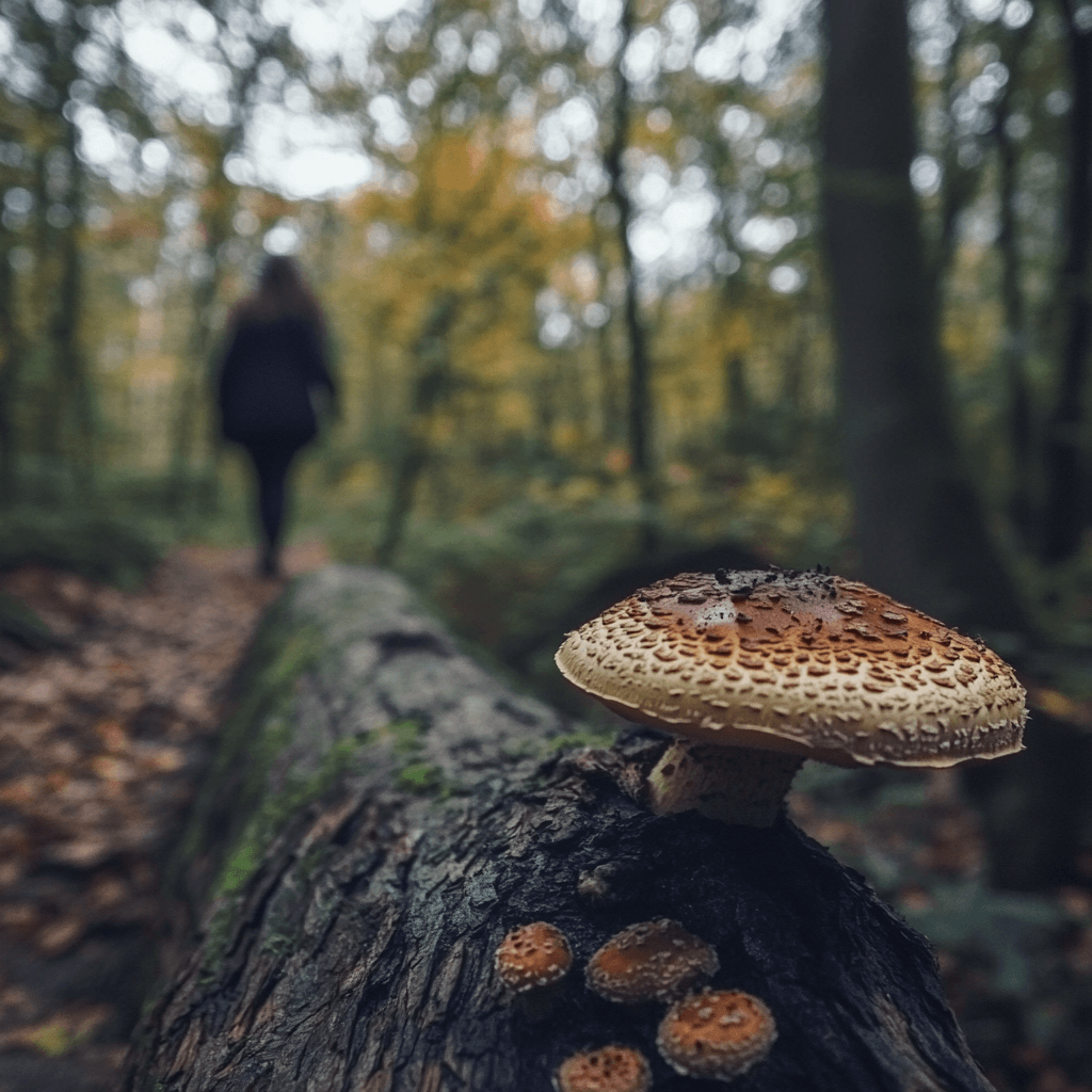 Ceuillir des champignon proche du domaine du Bonsoy
