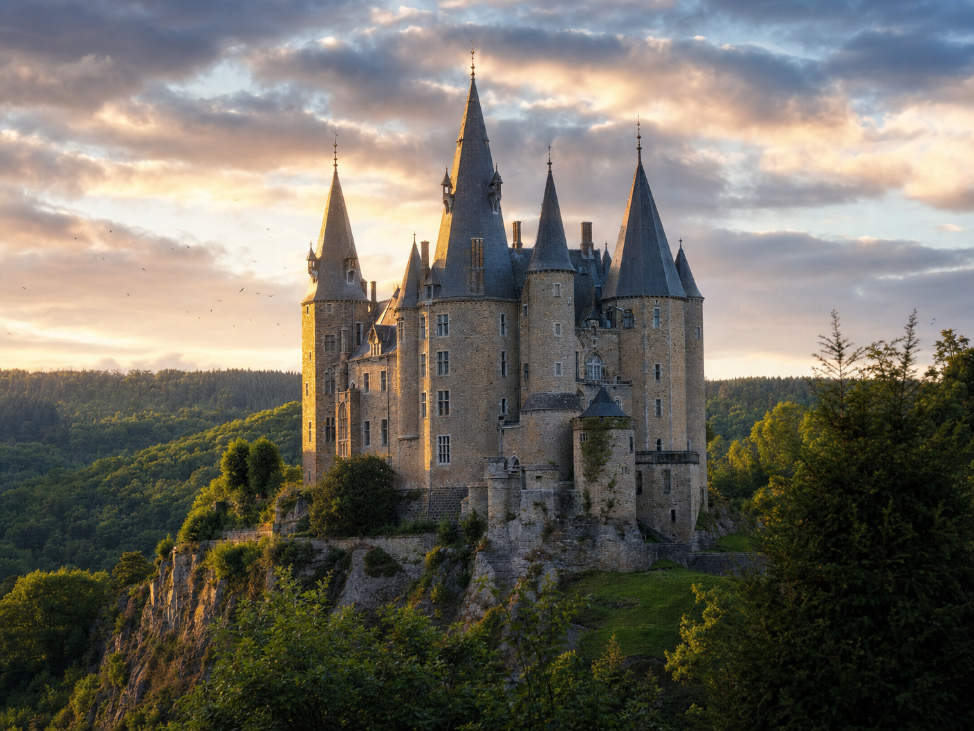 Le Château de Vêves perché sur son piton rocheux dans les Ardennes