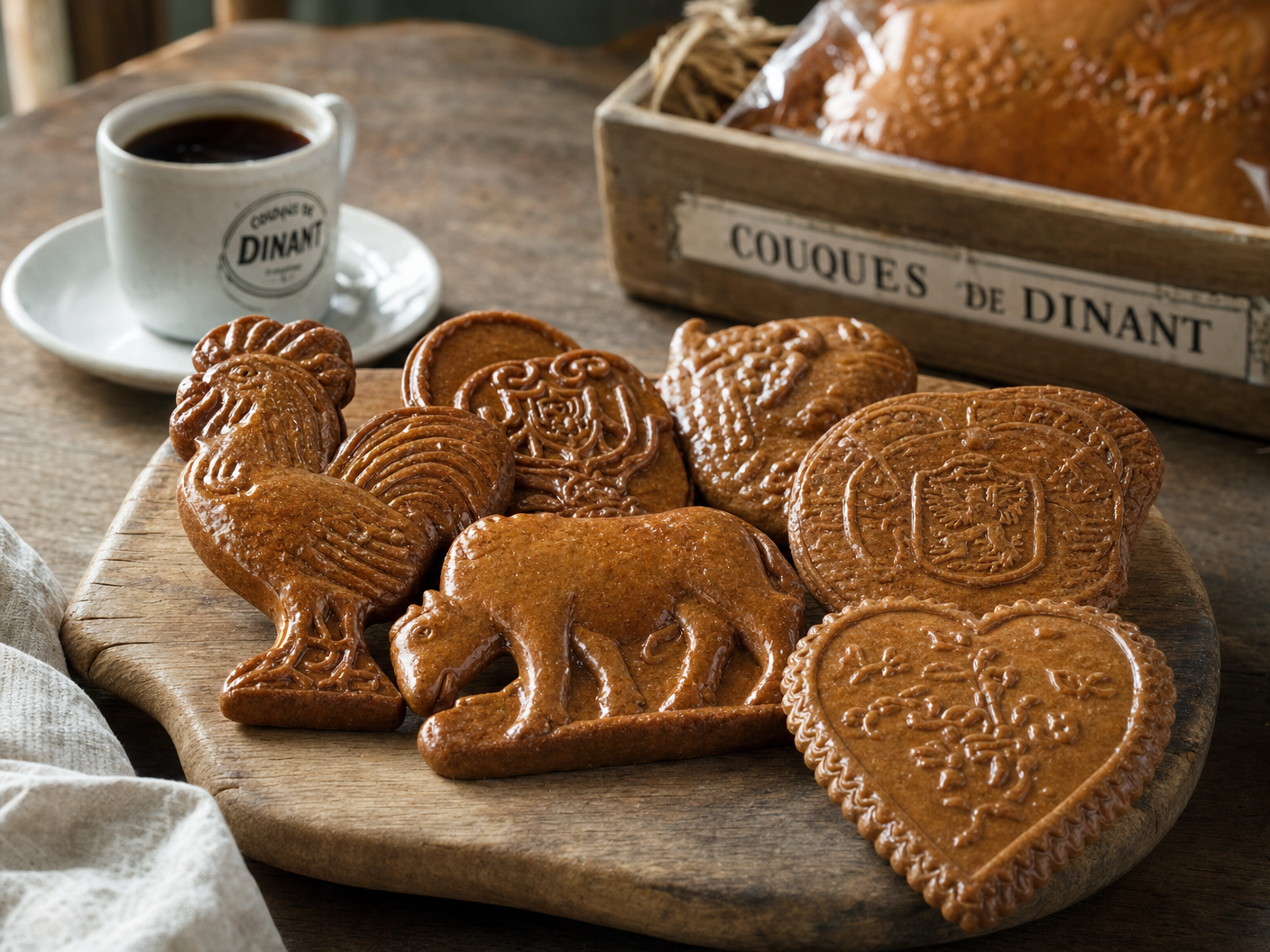 Couques de Dinant traditionnelles en forme d'animaux et de cœurs