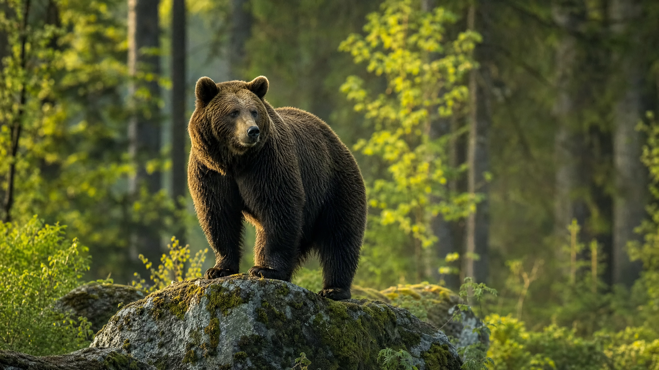 Ours brun dans la forêt ardennaise du Parc Animalier de Han-sur-Lesse