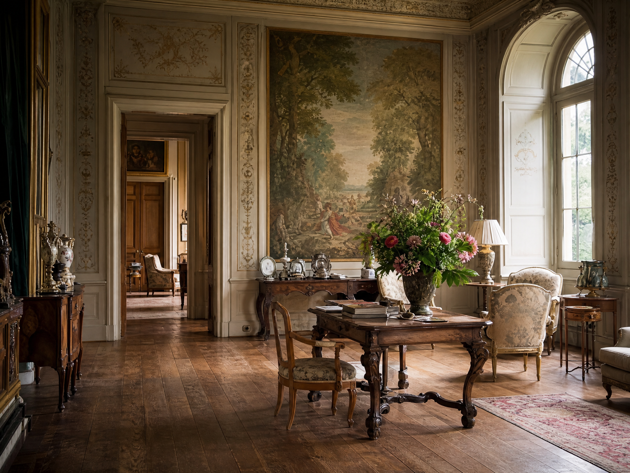 Intérieur élégant du Château de Freÿr avec mobilier d'époque