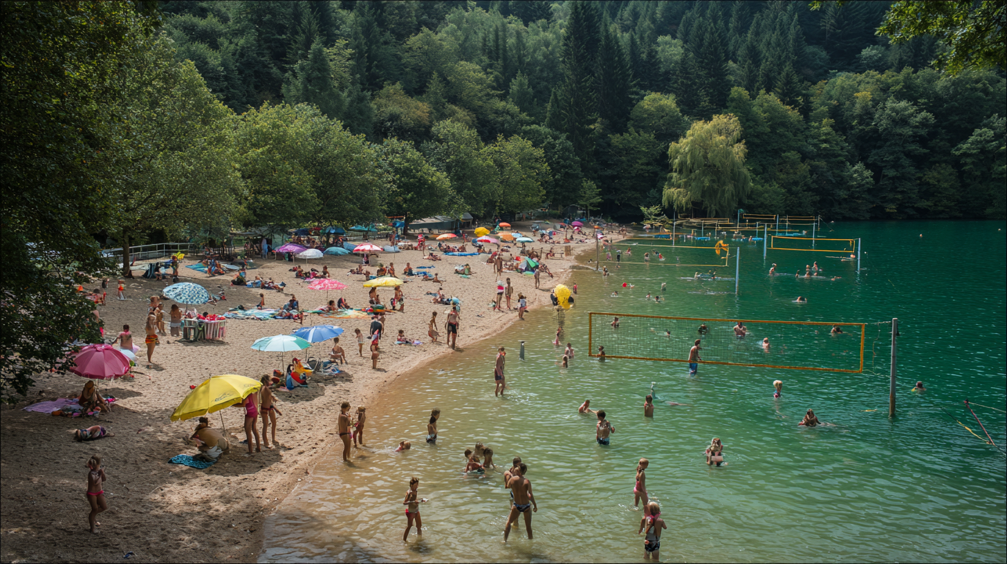 Plage et baignade surveillee en famille aux Lacs de l'Eau d'Heure