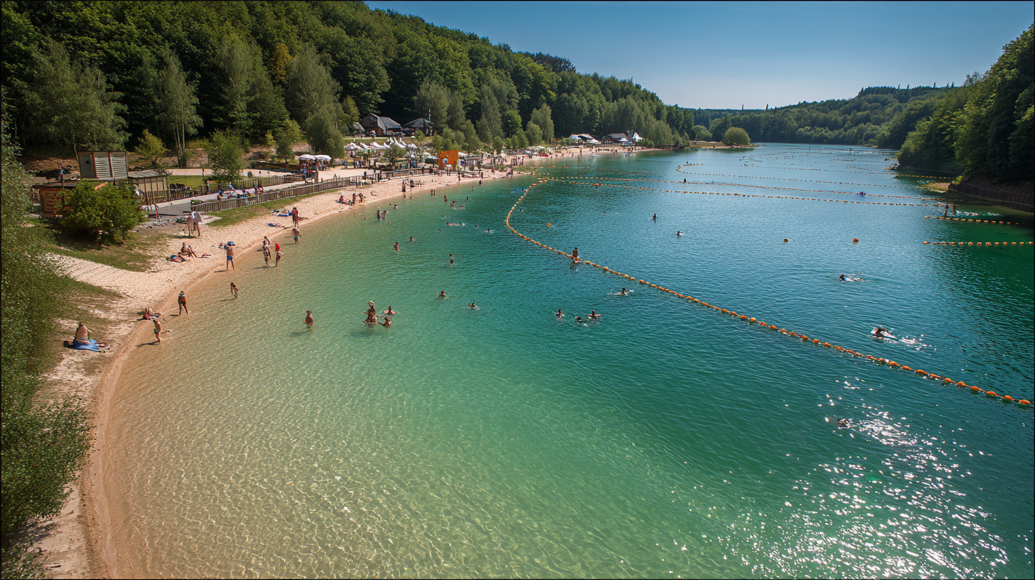 Plage de sable et baignade aux Lacs de l'Eau d'Heure
