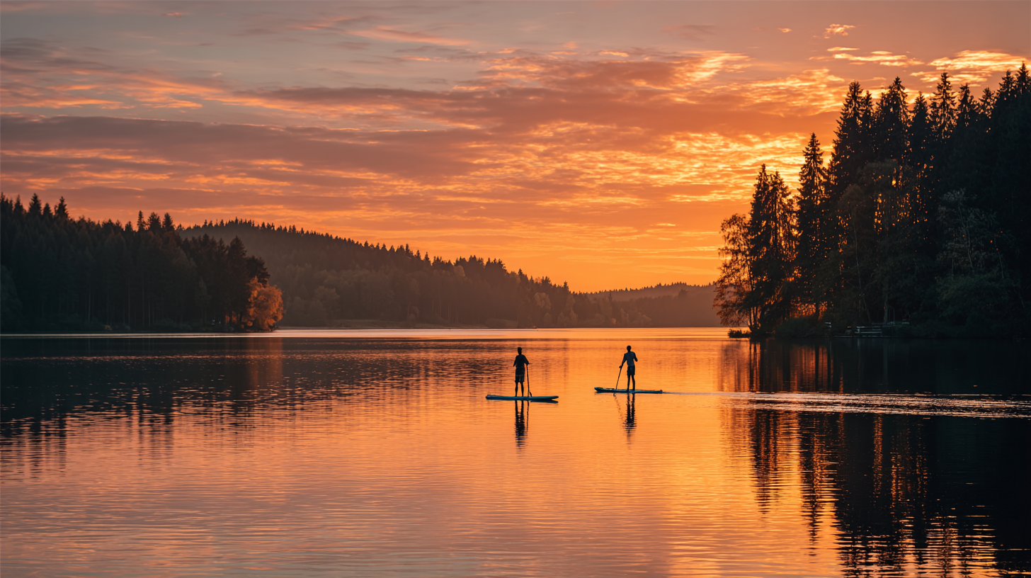 Paddle au coucher de soleil sur les Lacs de l'Eau d'Heure