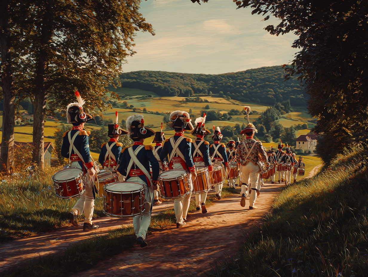 Fifres et tambours d'une compagnie de la Marche de l'Entre-Sambre-et-Meuse