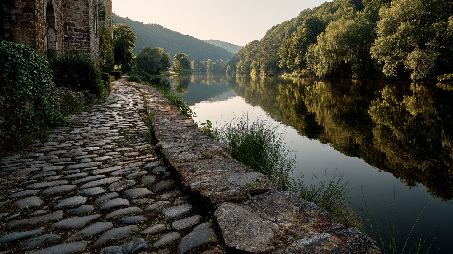 Quai médiéval au bord de la Meuse à Hastière