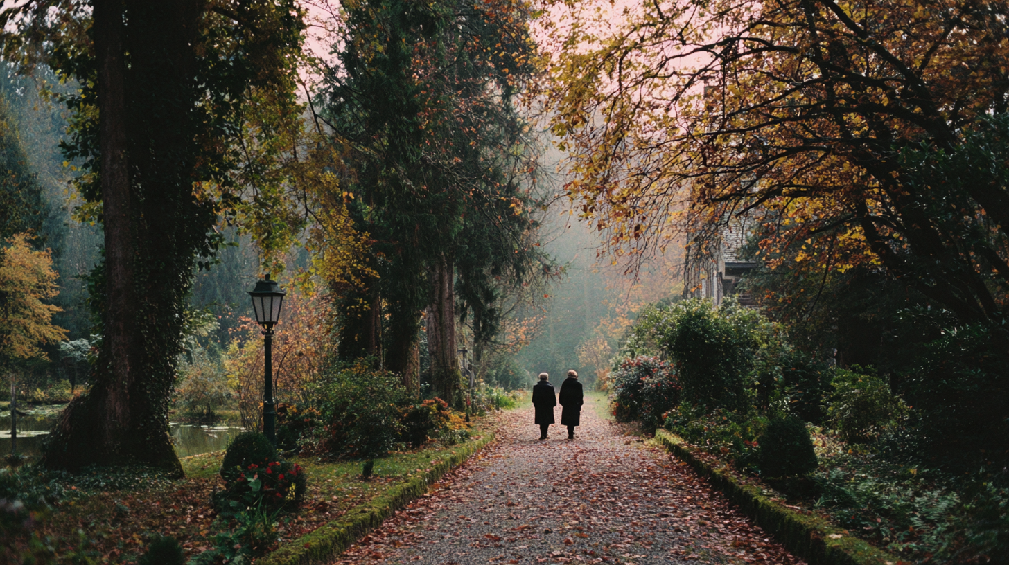 Allée des Jardins d'Annevoie aux couleurs d'automne
