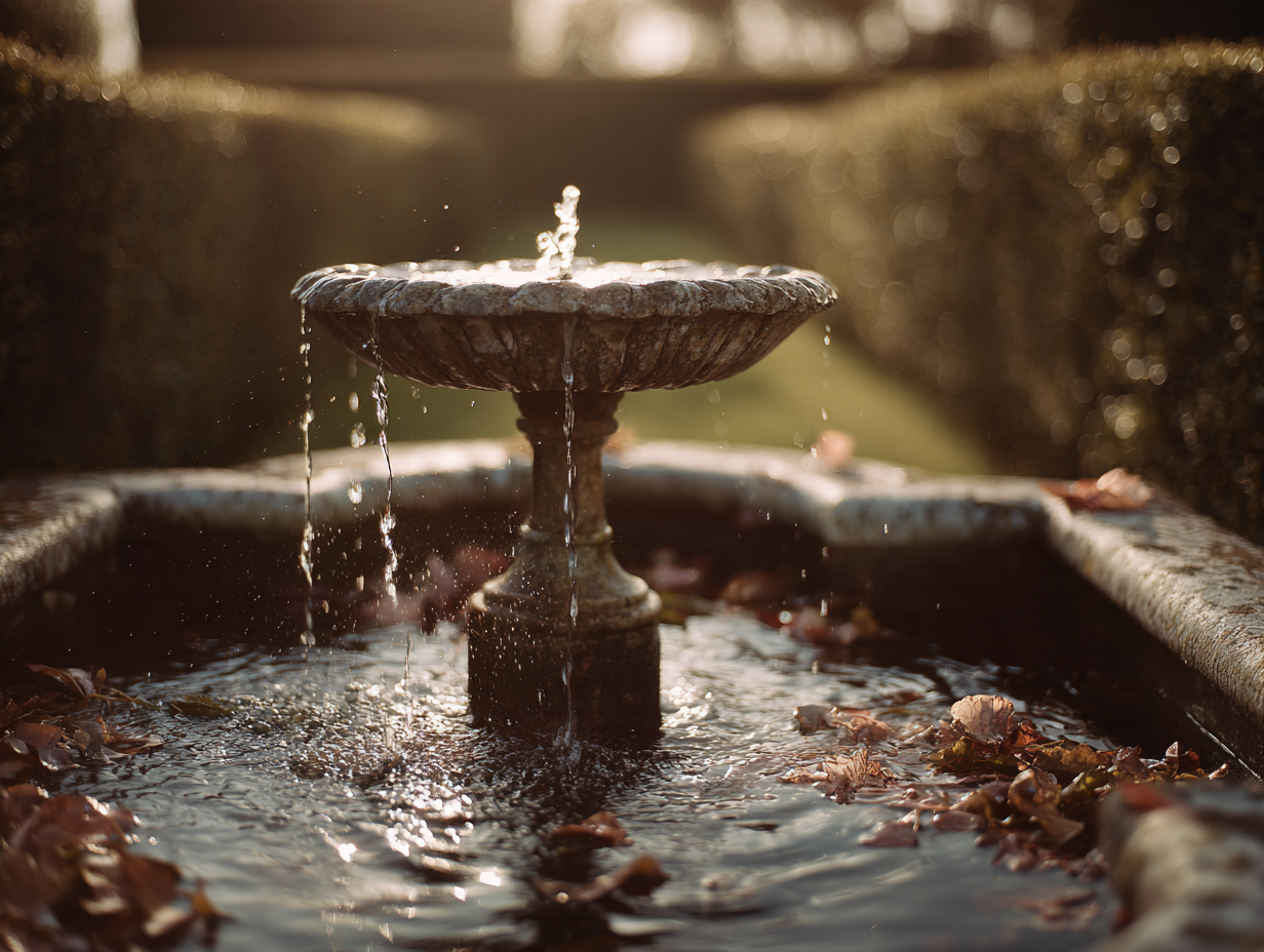 Jet d'eau alimenté par la gravité aux Jardins d'Annevoie